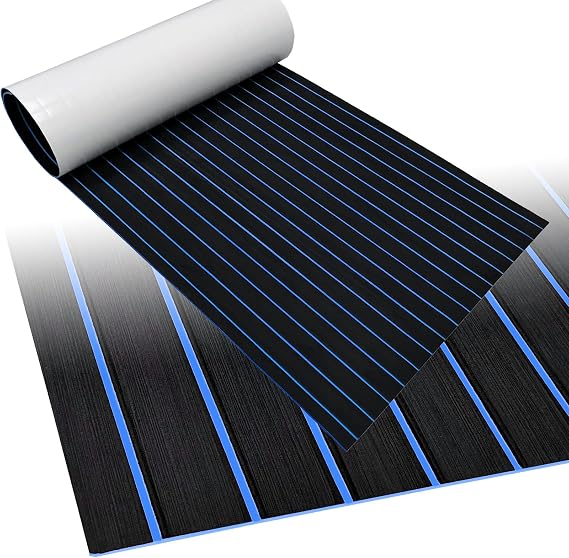 EVA Foam Decking 94x45/35/16 Faux Teak Marine Carpet Non-Slip Self-Adhesive Foam Deck Mat Rolls Sheet for MotorBoats, Pontoon, Yacht, Jon Boat Floor