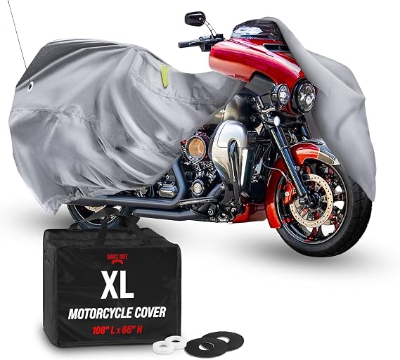 Badass Moto Heavy-Duty Motorcycle Cover for XL Touring/Baggers, Gray 108"