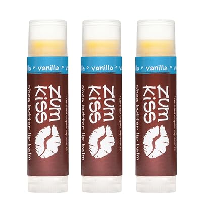 Indigo Wild Zum Kiss Stick - Natural Lip Balm with Organic Beeswax, Sunflower Oil & Vitamin E - Flavored, Hydrating Lip Moisturizer - Vanilla 3 Pack