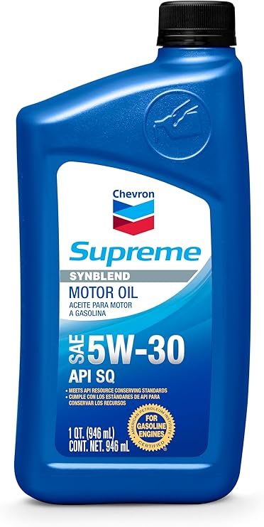 Chevron Supreme SAE 5W-30 Supreme Motor Oil - 1 Quart Bottle (83723)