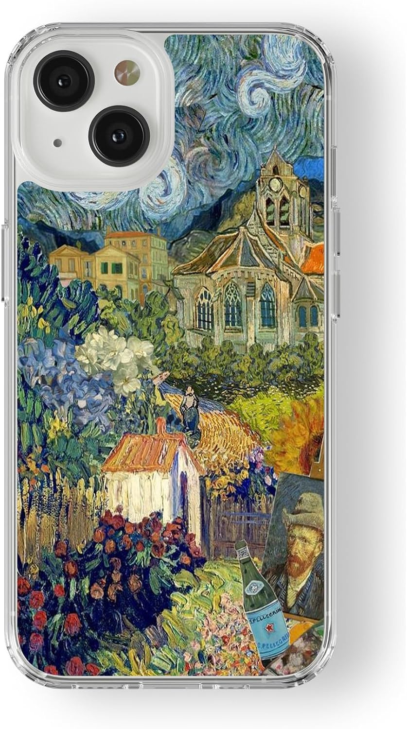 Multitronic iPhone 15 Uyumlu Van Gogh Kolaj Tasarım Baskılı Şeffaf Kılıf