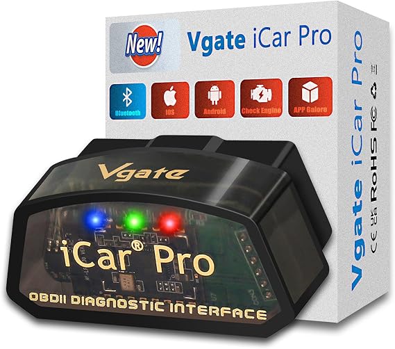 Vgate iCar Pro Bluetooth 4.0 OBD2 Code Reader OBDII Fault Diagnostic Tool Compatible Car Adapter Check Engine Light for iOS, iPhone, Android and Windows