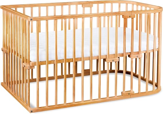 babybay Original Cot Made of Solid Beech Wood Compact and Transformable Cot Bed Height Infinitely Adjustable Grows with Your Child (Painted Slate Grey)