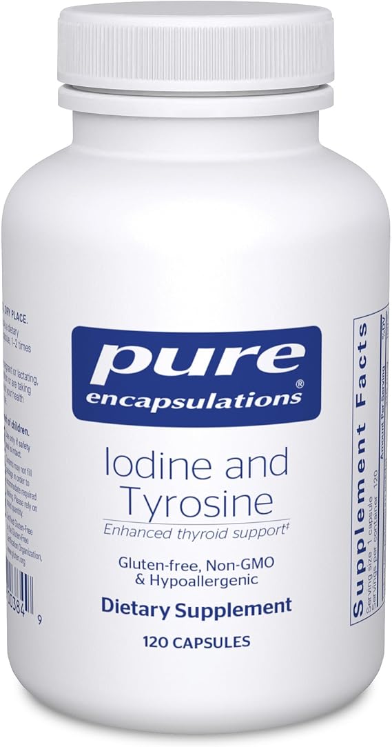 Pure Encapsulations Iodine and Tyrosine, 120 Capsules | Hypoallergenic Supplement for Enhanced Thyroid Support*, Cellular Metabolism Support*