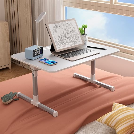 Laptop Lap Desk,Laptop Bed Tray Table, Adjustable Laptop Bed Stand, Lap Desk with LED Light, Portable Standing Table with Foldable Legs, USB Charging, Folding Lap Tablet Table for Sofa Couch Grey