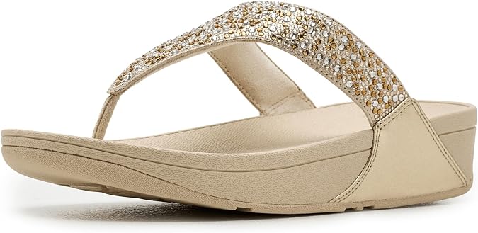 FitFlop Lulu Crystal-mix Metallic Toe-post Sandals