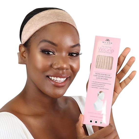 MILANO COLLECTION WiGrip, The Original Comfort Wig Grip Band, Adjustable Band for Glueless Support, Non-Slip Wig Grip Headbands, Tension-Free, One Size Fits All, Nude