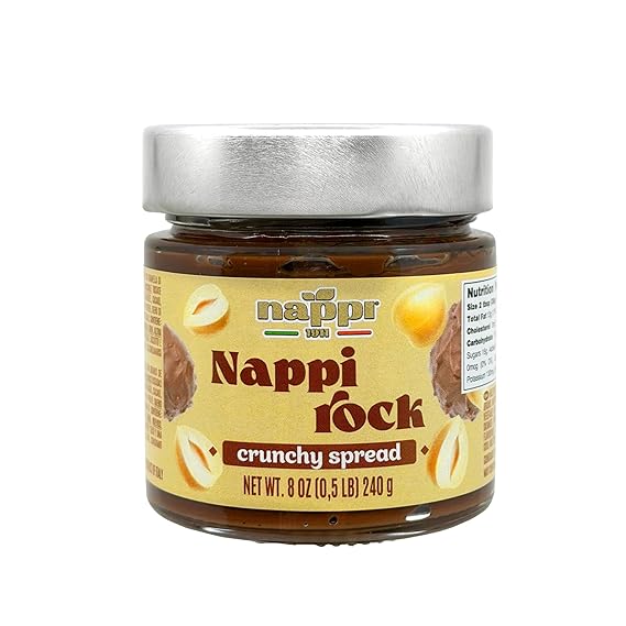 nappi 1911 Spreadable Crunchy Hazelnut Chocolate Spread, 8.5 oz (240 g), Nocciola, Nappirock, Product of Italy, Creamy Chocolate Butter, Nocciolata, Product of Italy
