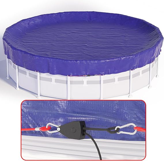 15 FT Round Pool Cover, [ 2025 Upgraded ] Above Ground Pool Cover, Heavy Duty Winter Pool Cover, Cold and UV Resistant, Cable and Pulley System