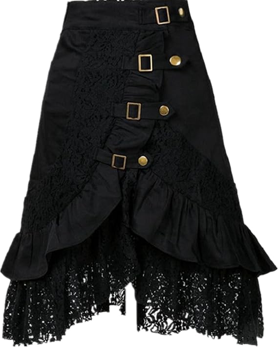 Women's Steampunk Gothic Clothing Vintage Cotton Black Lace Skirts