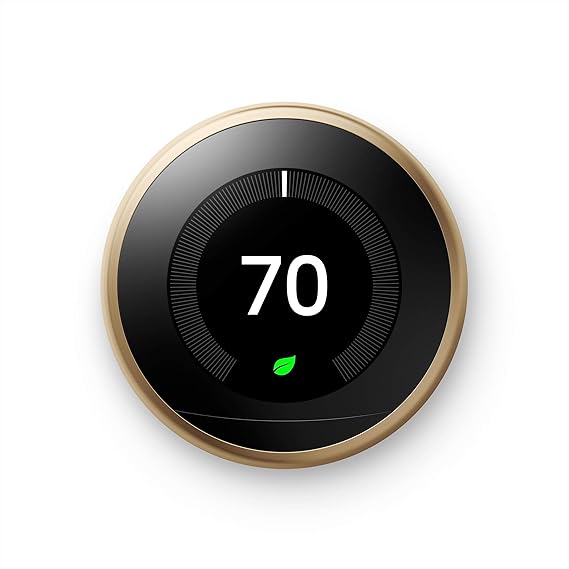 Nest Smart Learning Wi-Fi Programmable Thermostat, 3rd Gen, Brass