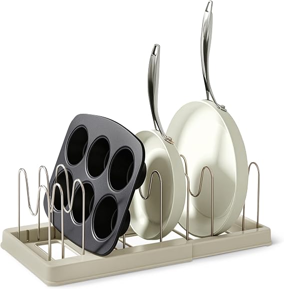 Amazon Basics Cookware and Bakeware Organizer, Includes 10 Dividers, Stainless Steel, Expandable from 30.98 cm -52.6 cm.