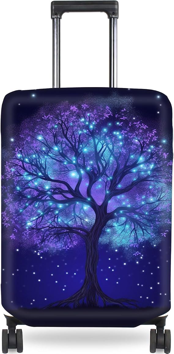 Luggage Cover Elastic Washable Suitcase Cover Protector Anti-scratch Travel Luggage cover Fits 22-24 Inch Luggage, Fluorescent Tree