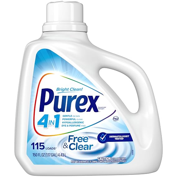 Purex Liquid Laundry Detergent, Free & Clear, 150 Fluid Ounces, 115 Loads