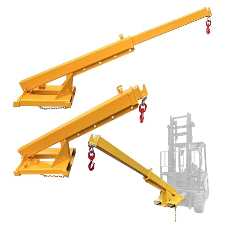Forklift Jib Boom Forklift Mobile Crane, 2T / 4400LB Telescopic Crane Attachment with Hook, Adjustable 63"-98" Mobile Lifting Hoist Towing Handling for Warehouse & Construction Material