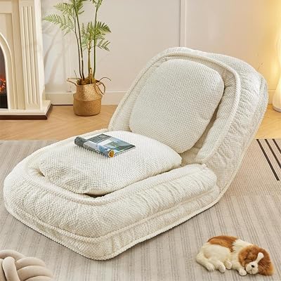 Adjustable Human Dog Bed for Adults, 5 Position Foldable Human Size Dog Bed, Extra Large Cloud Beds for Living Room & Bedroom White