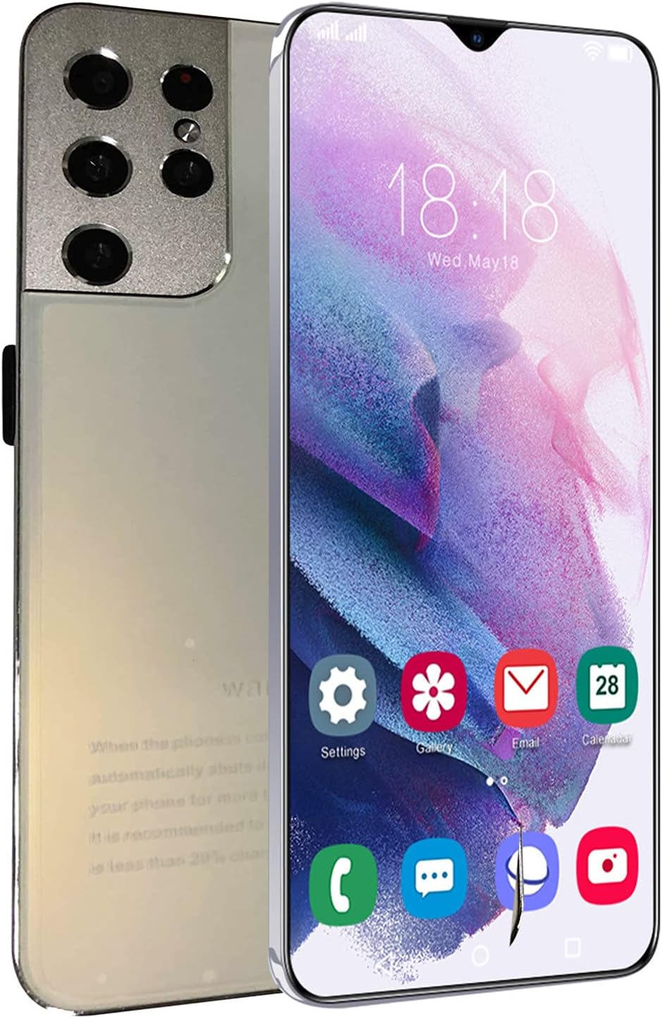 Unlocked Smartphones, Dual sim Unlocked Cell Phones, S21Ultra 7 inch 5-Camera Android 2G RAM  32GB ROM, 19: 9 Water Drop Project High-Definition Full Screen, Fingerprint Face ID White