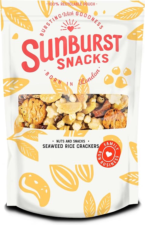 Sunburst Snacks Seaweed Rice Crackers, Asian Japaneese Style Crispy Snack, Resealable & Recyclable Pouch, 500G