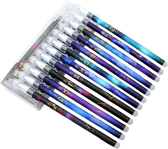 4PC-0.5mm twelve constellation rubbing neutral pen, full needle tube rubbing neutral pen-A starry sky 0.5 carbon black-erasable pen