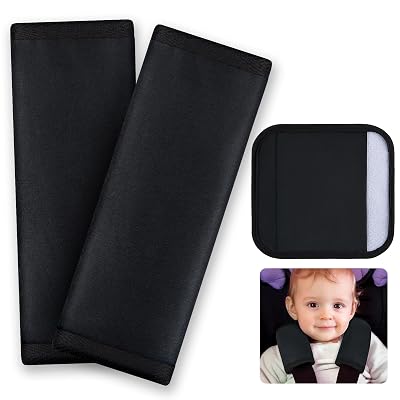 Seat Belt Cover Pad for Baby, Soft Seatbelt Cushion Covers for Kids 2Pcs Car Seat Strap Shoulder Pads for All Car Seats, Stroller, High Chair, High Chair,Black