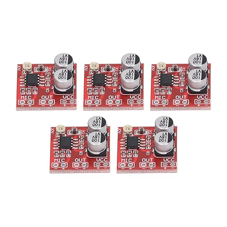 Pack of 5 DC4V‑12V Microphone Amplifier Module LM386 Amplifier Board with Adjustable Gain for Electret Microphone
