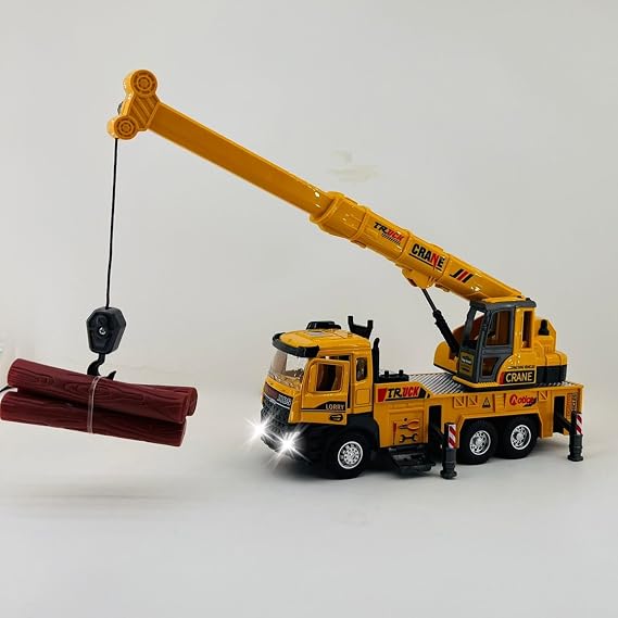 Giffy/Oyuncak İş Makinesi Sesli Işıklı Çek Bırak Vinç, Kule Vinç ve Kepçe 30 Cm Aksesuarlı Kapıları Açılan (Vinç)