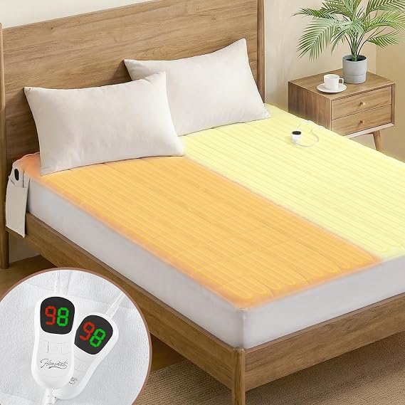 Homemate King Size Heated Mattress Pad, Coral Fleece, 5 Heated Settings, Dual Controller, 10 Hours Auto Off, 21 Inches Maximum Length, 80"x78"