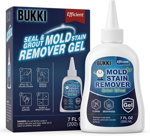 BUKKI Mold Stain Remover Gel, Shower Grout, Tile & Bathroom Cleaner, 7 oz