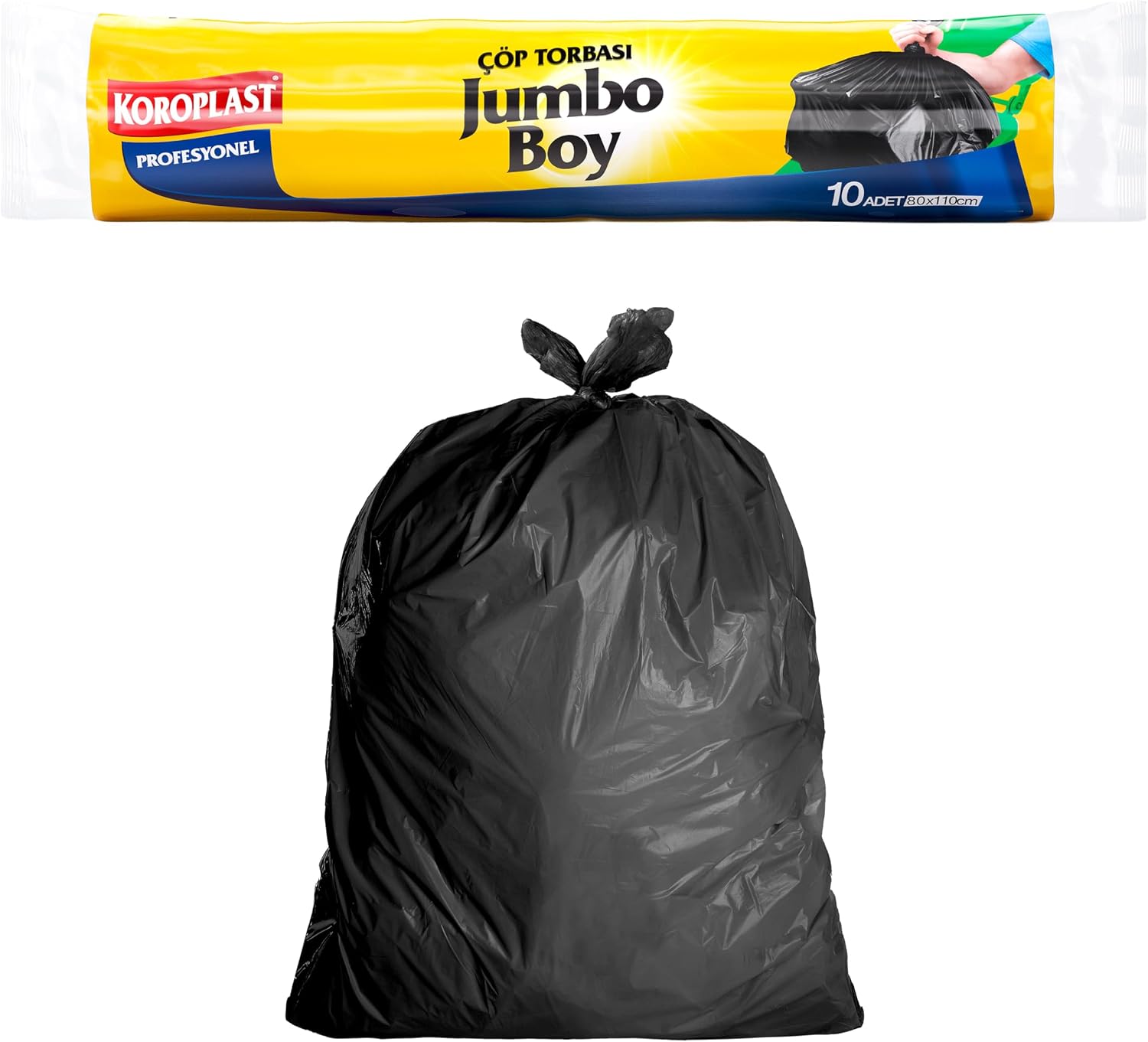 Ekonomik Endüstriyel Çöp Torbası Jumbo Siyah 10’lu 80×110 cm, Yırtılmaya Dayanıklı, Jumbo Boy Çöp Poşeti, Çİft Katlı, Geri Dönüştürülebilir, Fabrika, İnşaat, Depo, Kafe, Otel, Hastane, Bahçe