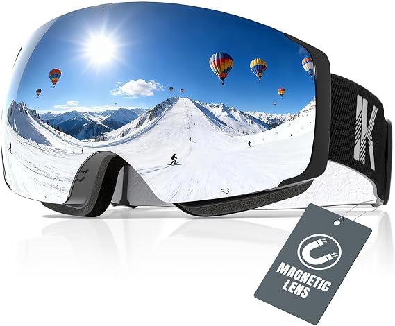 Innerking Magnetic Ski Goggles, Interchangeable OTG Snowboard Goggles