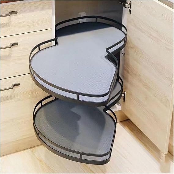 2 Tier Kitchen Storage OrganizerBlind Corner Cabinet Pull Out,Heavy-duty Aluminium Basket Corner Optimizer,Adjustable Height 600-750mm 60kg Capacity(Left door,900 cabinet)