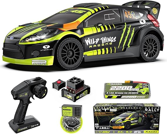 CROBOLL 1/10 Brushless Carbon Fiber RC Rally Cars with Gyro, Max 50 mph,RTR | RLAARLO Fast RC Car 2.4Ghz All Terrain Remote Control Car, Waterproof 4x4 Hobby RC Truck with 3S Battery