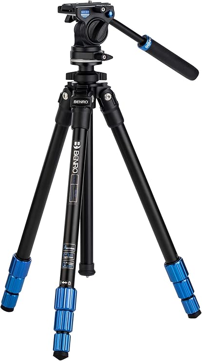 Benro Sling-Travel Tripod Kit w/ S2CSH Pan/Tilt Head Aluminum 4-Section, 57 Max Height, 5.5 lb Load, Arca-Swiss Plate & Case Ideal for Mirrorless & DSLR Video (TSL08AS2CSH)
