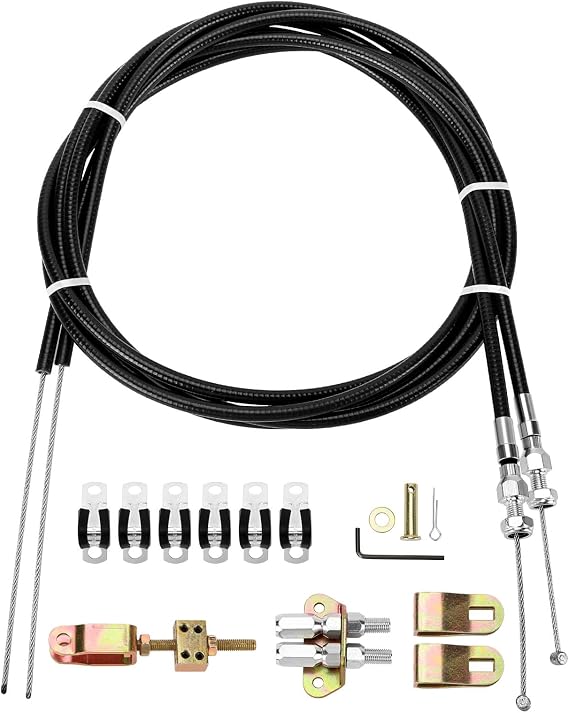 X4XZ 330-9371 Universal Parking Brake Cable Complete Kit Rear Disc/Drum | Emergency Parking - 110" Long Cables with a 97" Long Sheath E-Brake Set Replace# 3309371
