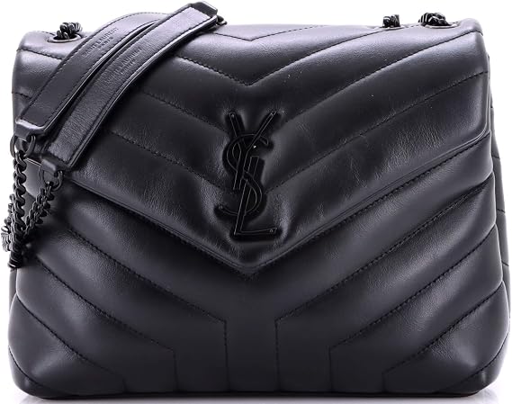 Saint Laurent, Pre-Loved Loulou Shoulder Bag Matelasse Chevron Leather Small, Black