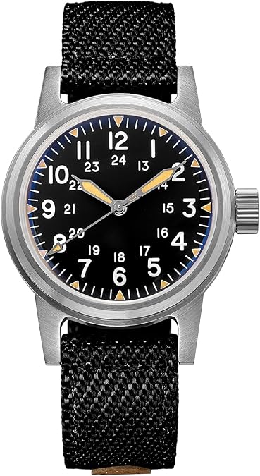 ADDIESDIVE 36 MM Small Dial Automatic Watch 200 M Waterproof Unisex Vintage Field Watch Analog Luminous Sterile Military Dial Nylon Strap