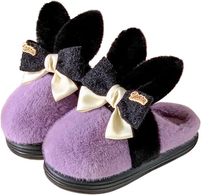Bunny Pink Slippers for Women Cute Fluffy Slippers Animal Slippers Comfortable Furry Rabbit Home Slippers
