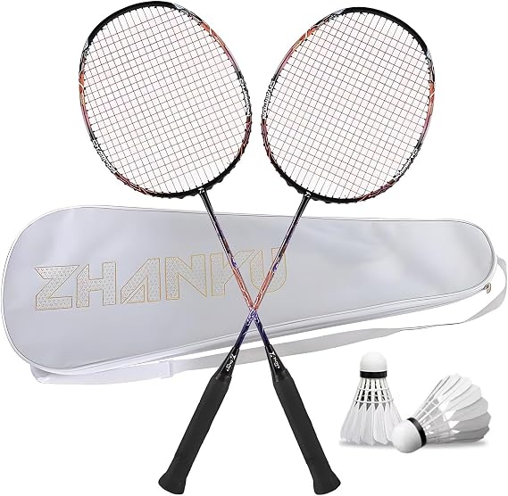 Badminton Racket,4U(82g) All Carbon Fiber Portable Badminton Set,Professional-Level Offense and Defense Both Durable Racket,with G5 Anti-Slip Grip,Perfect for Outdoor Games