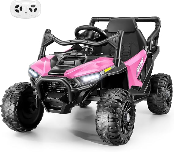 Hikole 24 Volt Ride on Toys for Big Kids Ages 3-5, Remote Control, Pink | 24V Ride on UTV Truck, Spring Suspension, 3 Speeds, Safety Belt, Horn, Music & LED Lights, 2x200W Powerful Motor