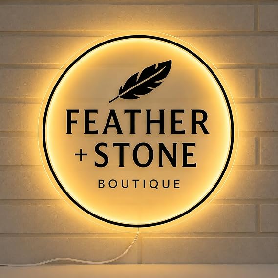 LCSIGN Backlit Custom Logo Led Sign, Office Beauty Salon Wall Decor