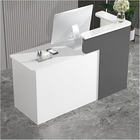 Modern Reception Counter Desk with Lockable Drawers, Front Counter Table for Reception Room, Large Counter Table for Store, Checkout Counter for Store, for Lobby, Beauty Salon, Retail, Office (Color