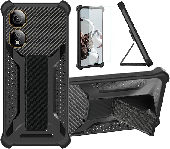 Case Compatible for Nubia Neo 2 5G Phone Case Stand Cover [with 1* TempeBlack Glass Screen Protector] Hybrid Case [Folding Support Magnetic] [Frosted Anti-Fingerprint] ZJBB-Black