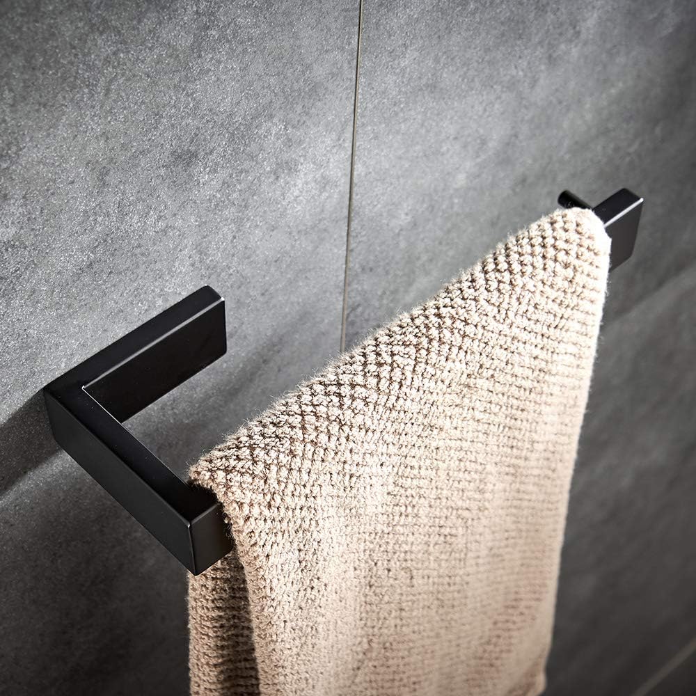 YJ YANJUN Modern Hand Towel Holder Wall Mounted Stainless Steel Towel Ring for Bathroom Matte Black -Please NOTE: The Bracket is Includedat The bottom