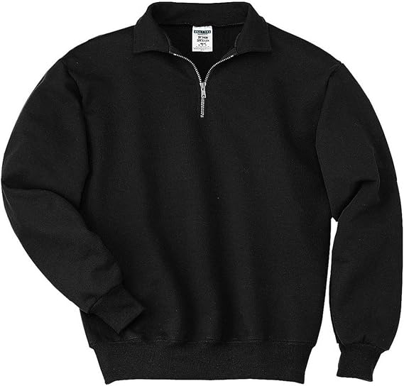 Jerzees Adult Super Sweats Quarter-Zip Cadet Collar Sweatshirt - Black - XL