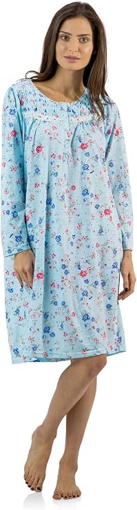 Casual Nights Women's Cotton Blend Long Sleeve Nightgown | Henley Nightshirt