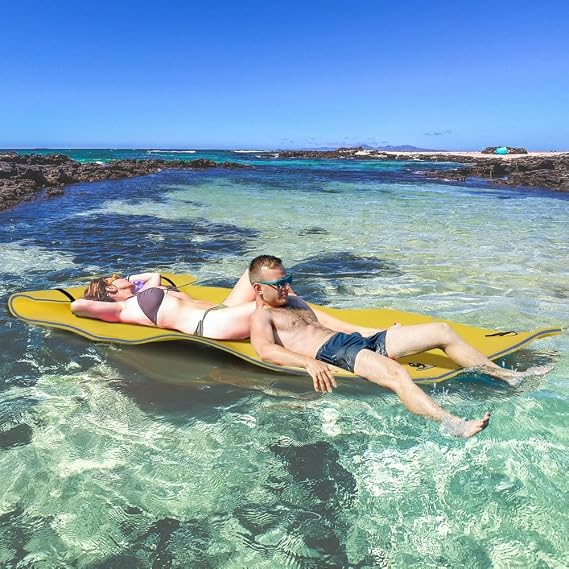 10' x 5' Floating Mat for Pool, 3-Layer Lily Pad Floating Pool Mat with Cup Holders, Thick and Durable Water Activities Lily Pad for Pool, Oceans,Beach