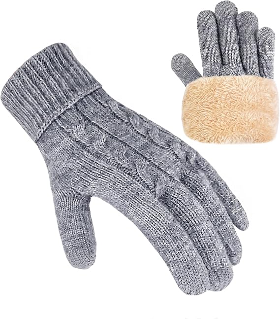 Winter Gloves for Women Wool Warm Touchscreen Thermal Fleece Stretchy Knit Gloves for Cold Weather Winter Gifts