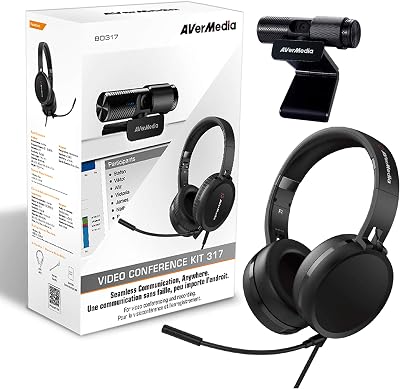AVerMedia BO317 Video Conferencing Kit 1080p Webcam USB Headphone, Video Conferencing, Gaming Accessories for PC and Laptop