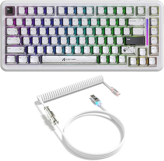 ATTACK SHARK X82 PRO HE Magnetic Gaming Keyboard,8KHz Polling Rate,Adjustable Actuation Rapid Trigger,Tri-Mode Wireless PC Keyboard with 5000mAh Battery,Cloud/Software Drive for Win/Mac,Comic