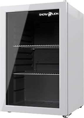 Premium White Mini Fridge, 69L Undercounter Refrigerators, 90 Can Capacity, 2.4 Cu.ft. Freestanding Drink Fridge with Glass Door, Compact refrigerator with Reversible Door